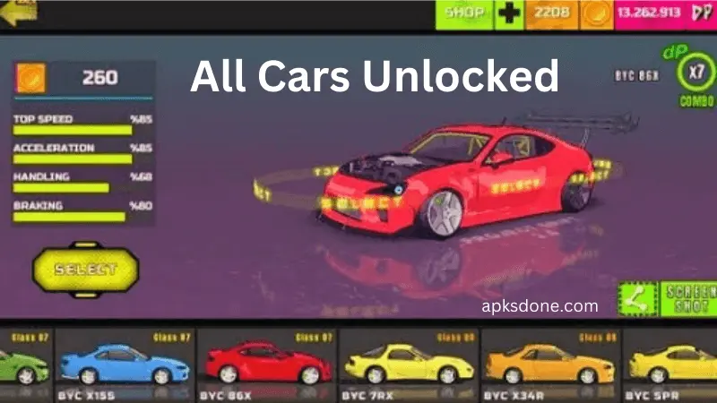 drift ride mod apk unlocked all cars